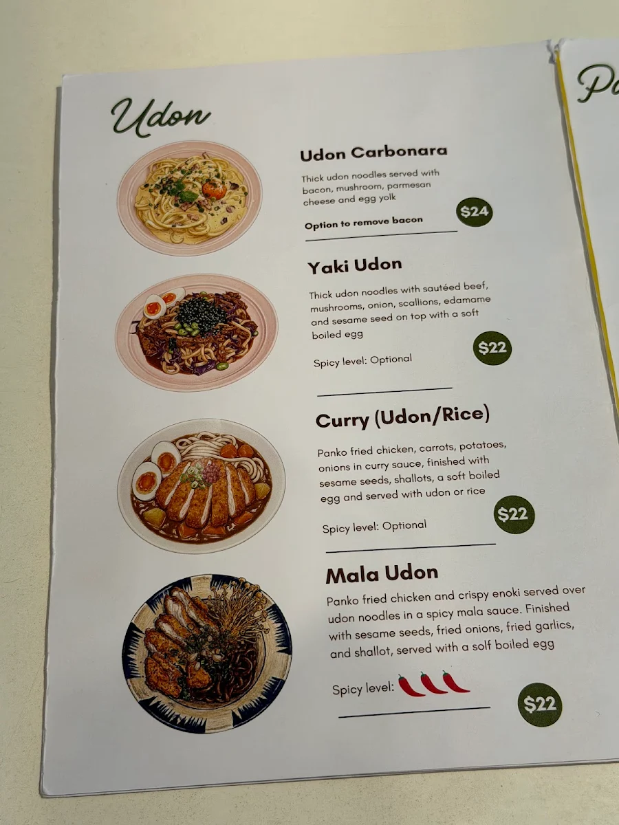 Menu, Butter Corner