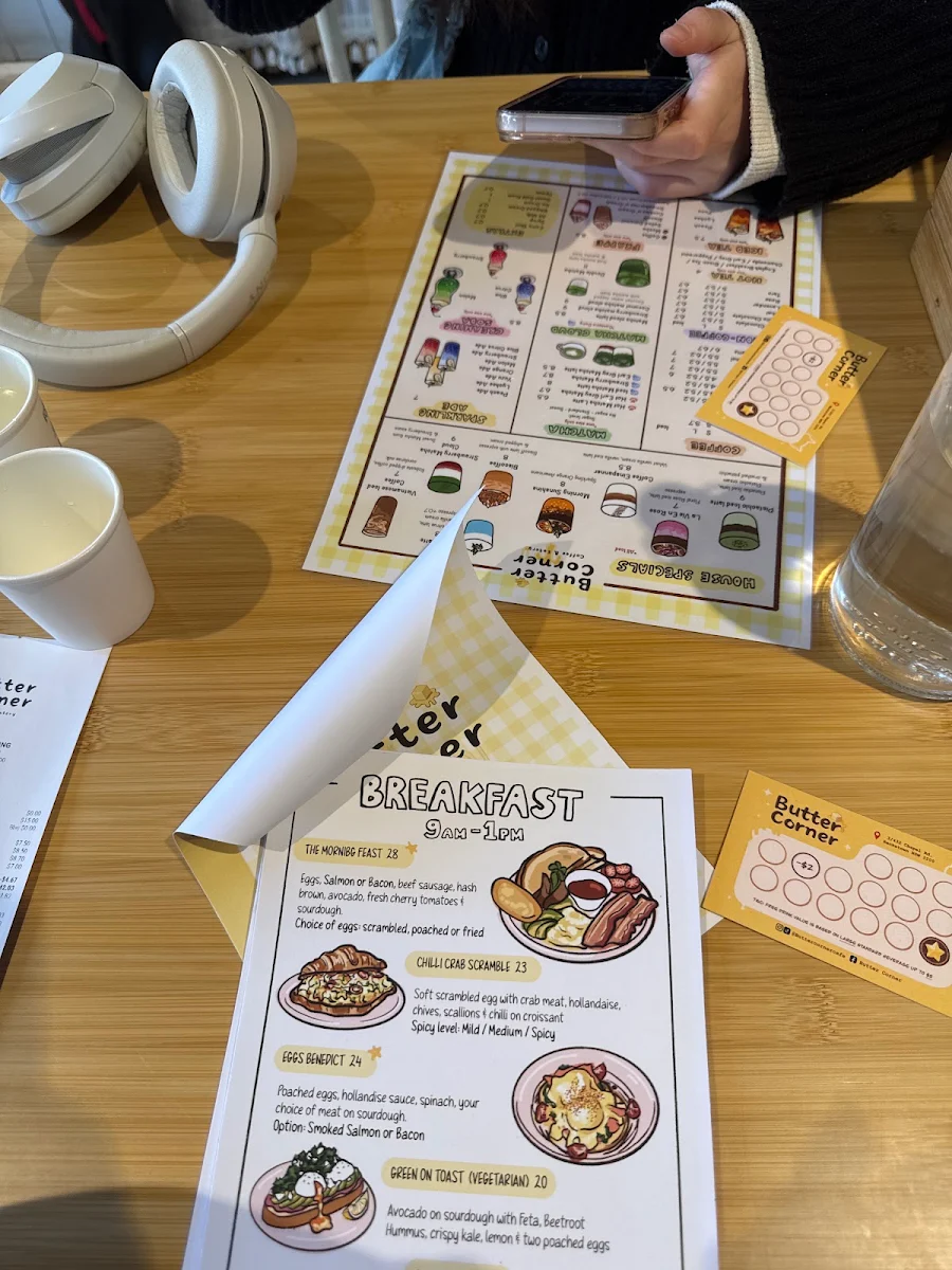 Menu, Butter Corner