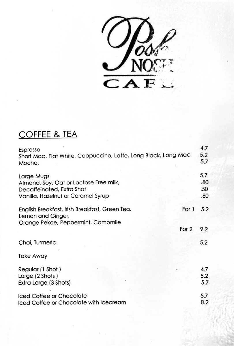Menu, Posh Nosh