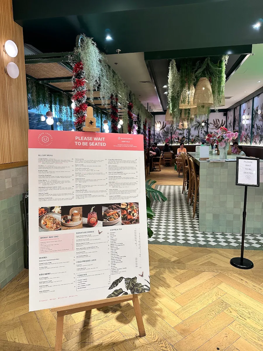 Menu, Urban Jungle Cafe