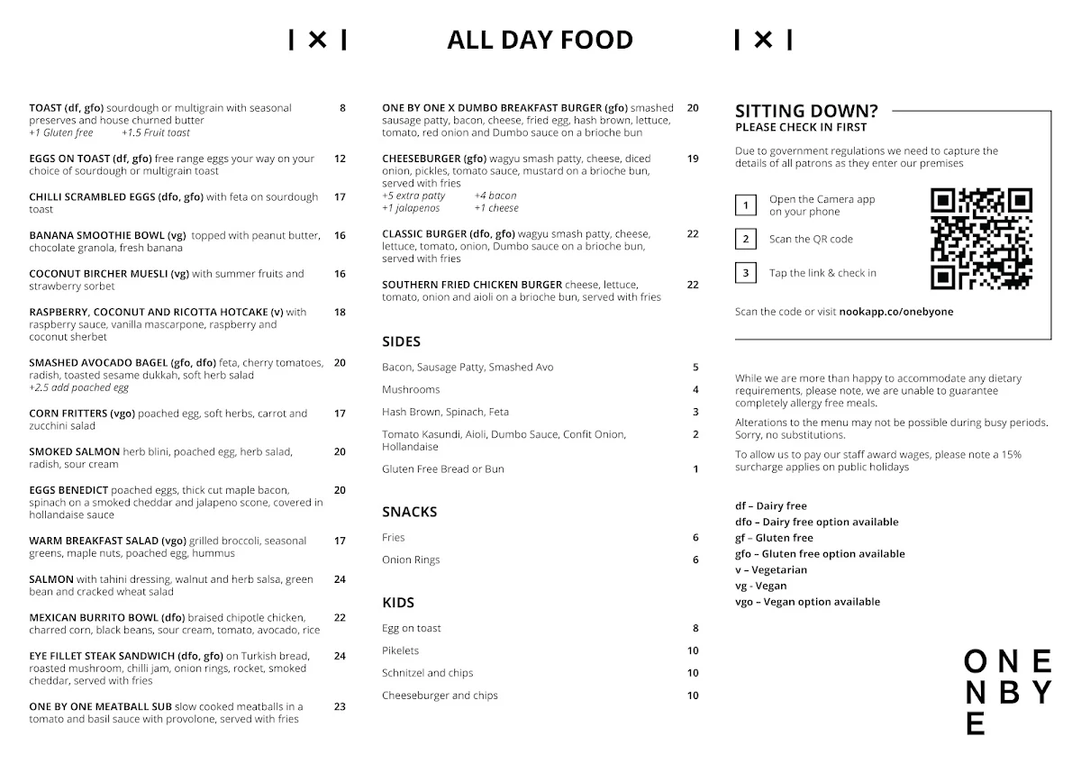 Menu, One By One