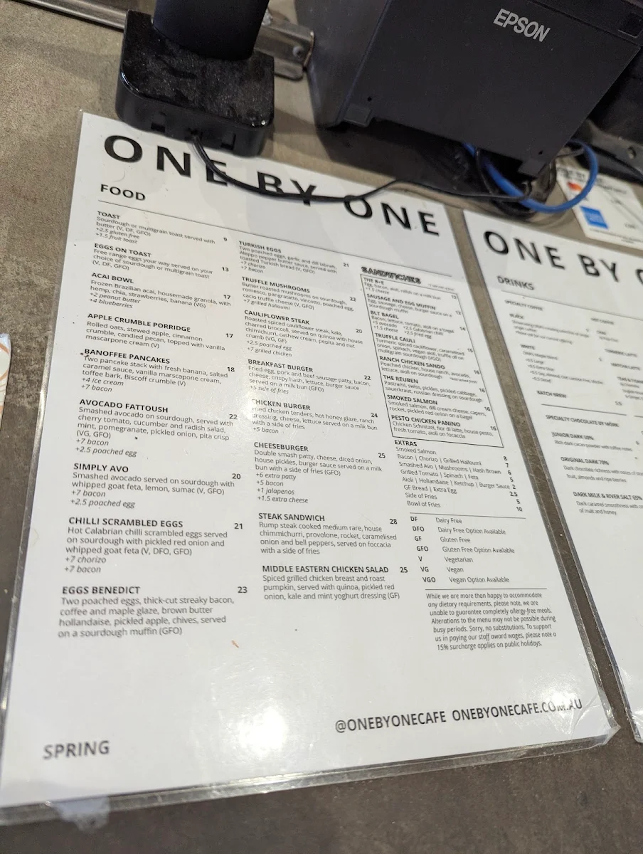 Menu, One By One
