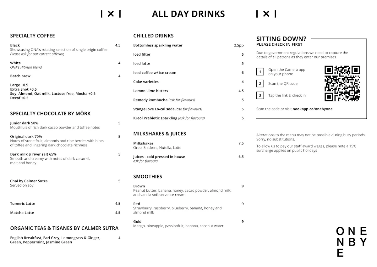Menu, One By One