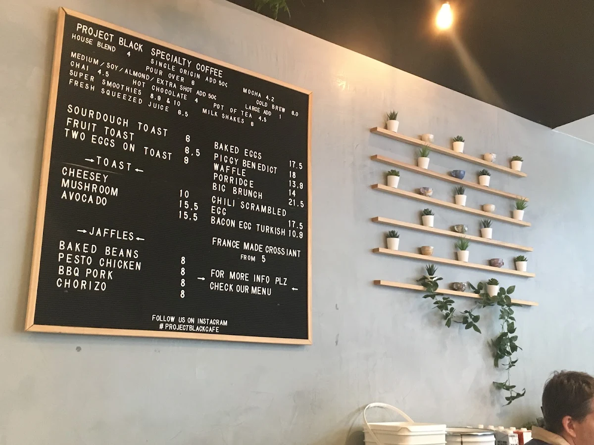 Menu, Project Black Specialty Coffee