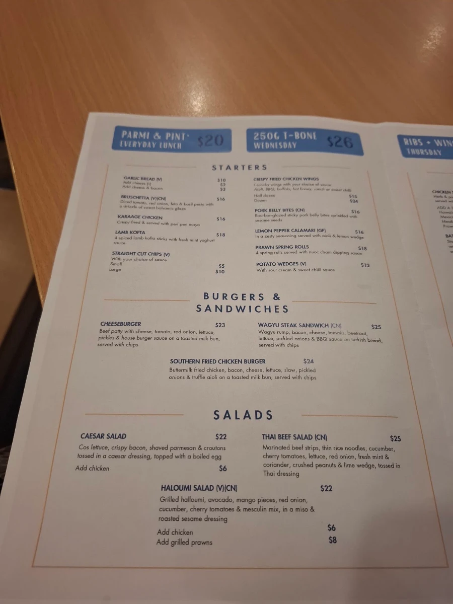 Menu, Horse & Jockey Hotel