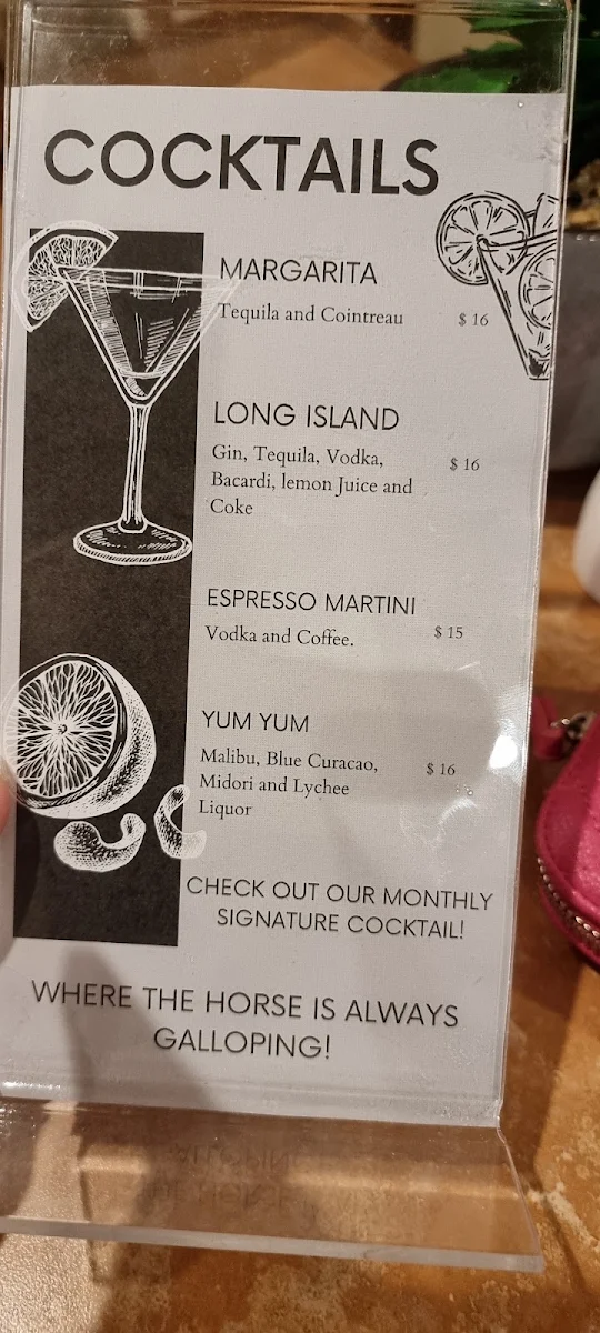 Menu, Horse & Jockey Hotel