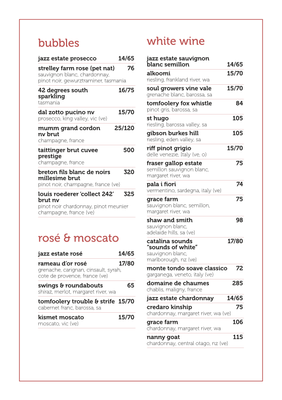 Menu, Mister D’Arcy