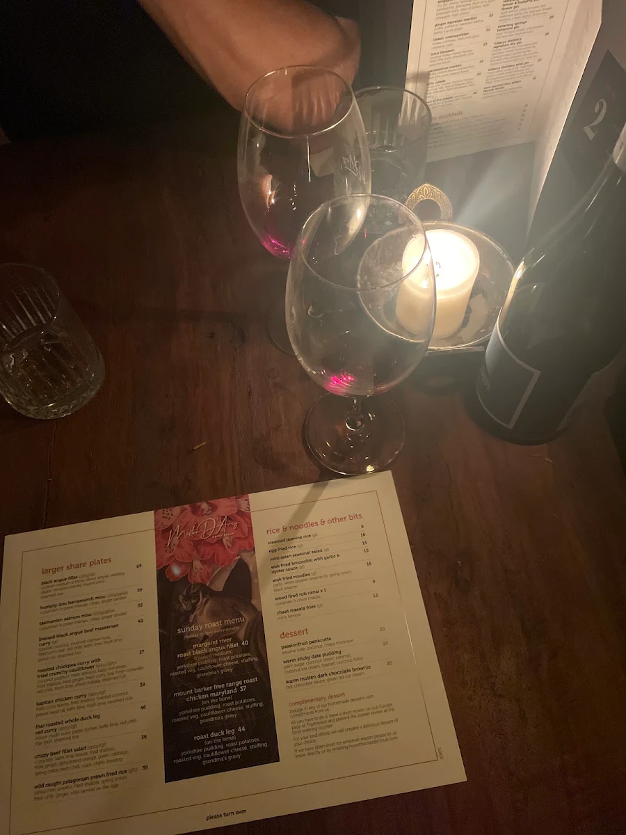 Menu, Mister D’Arcy