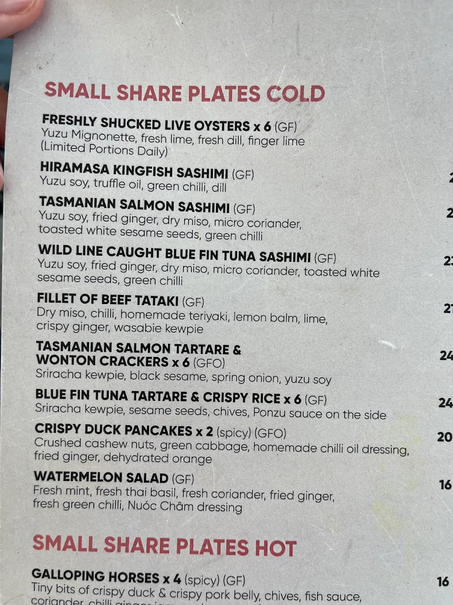 Menu, Mister D’Arcy