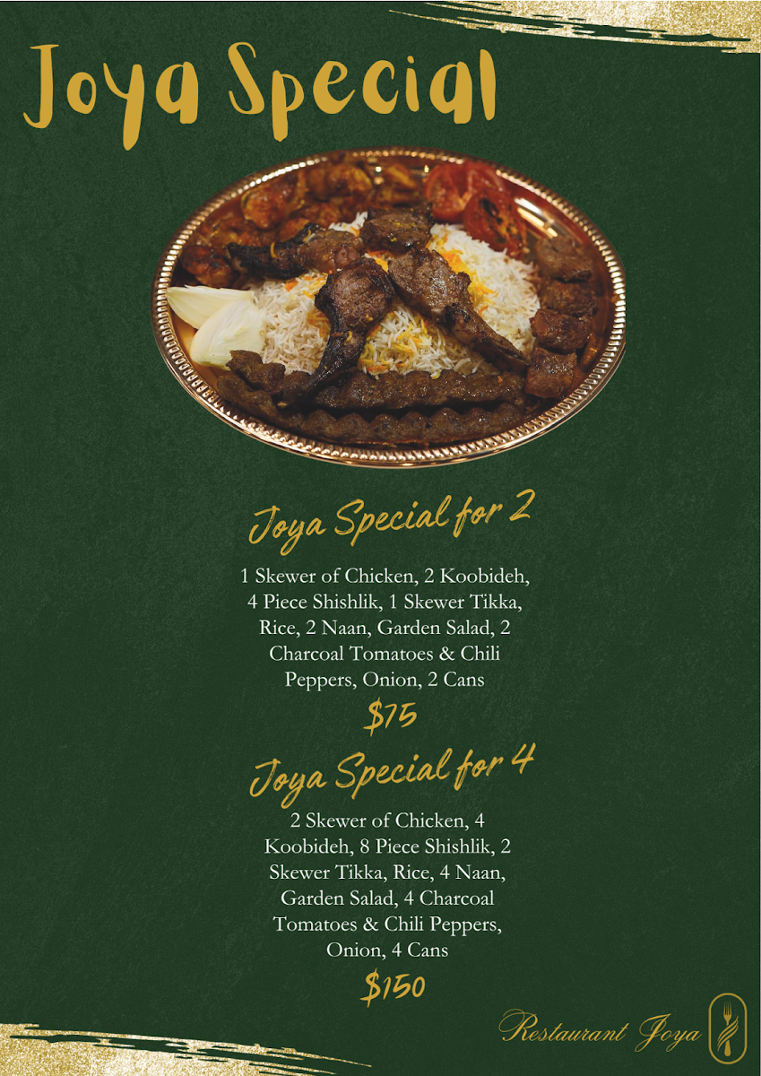 Menu, Restaurant Joya
