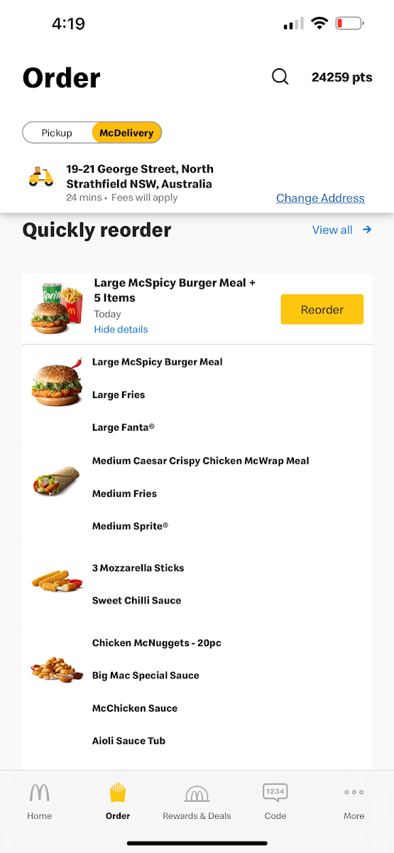 Menu, McDonald's Olympic Boulevard