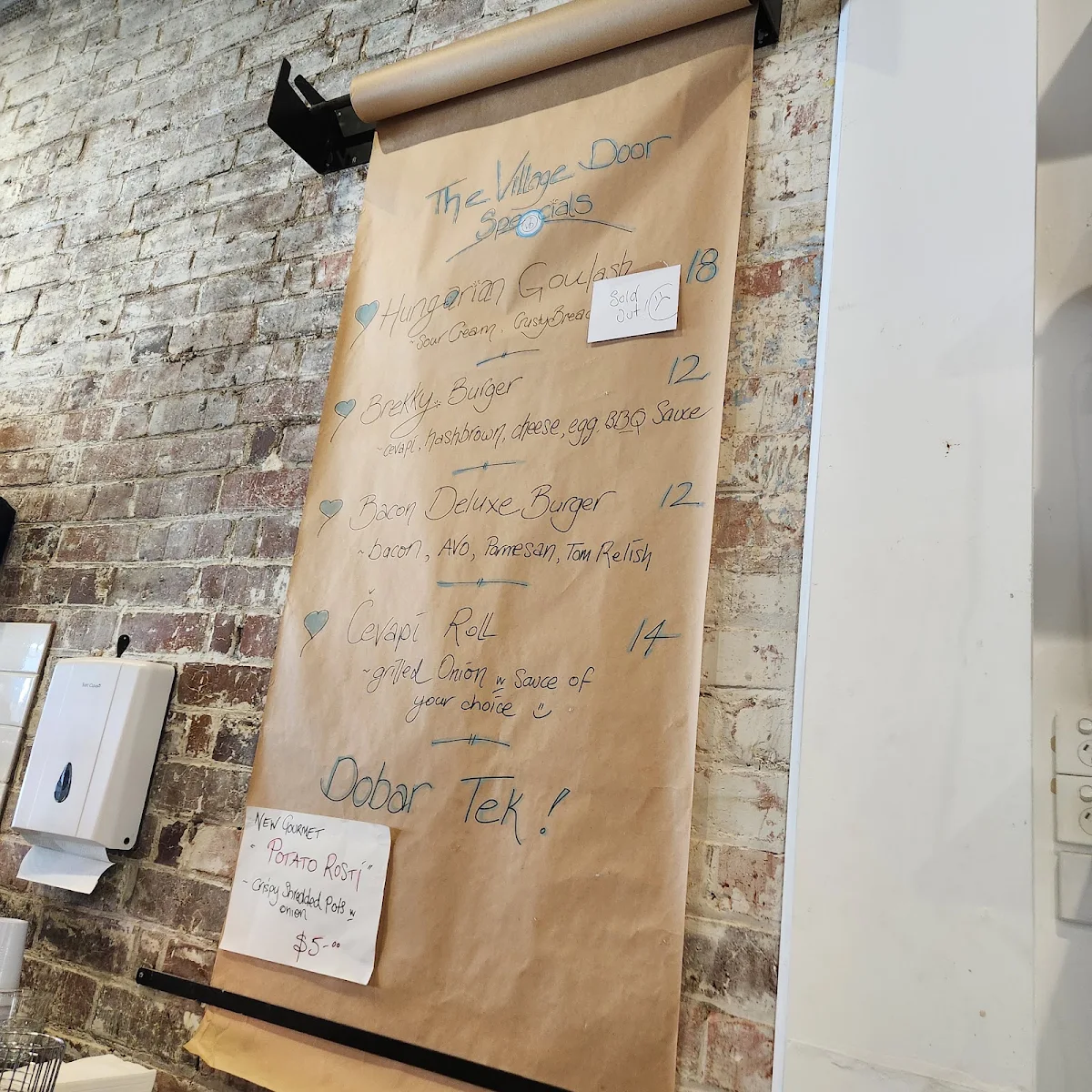 Menu, The Village Door