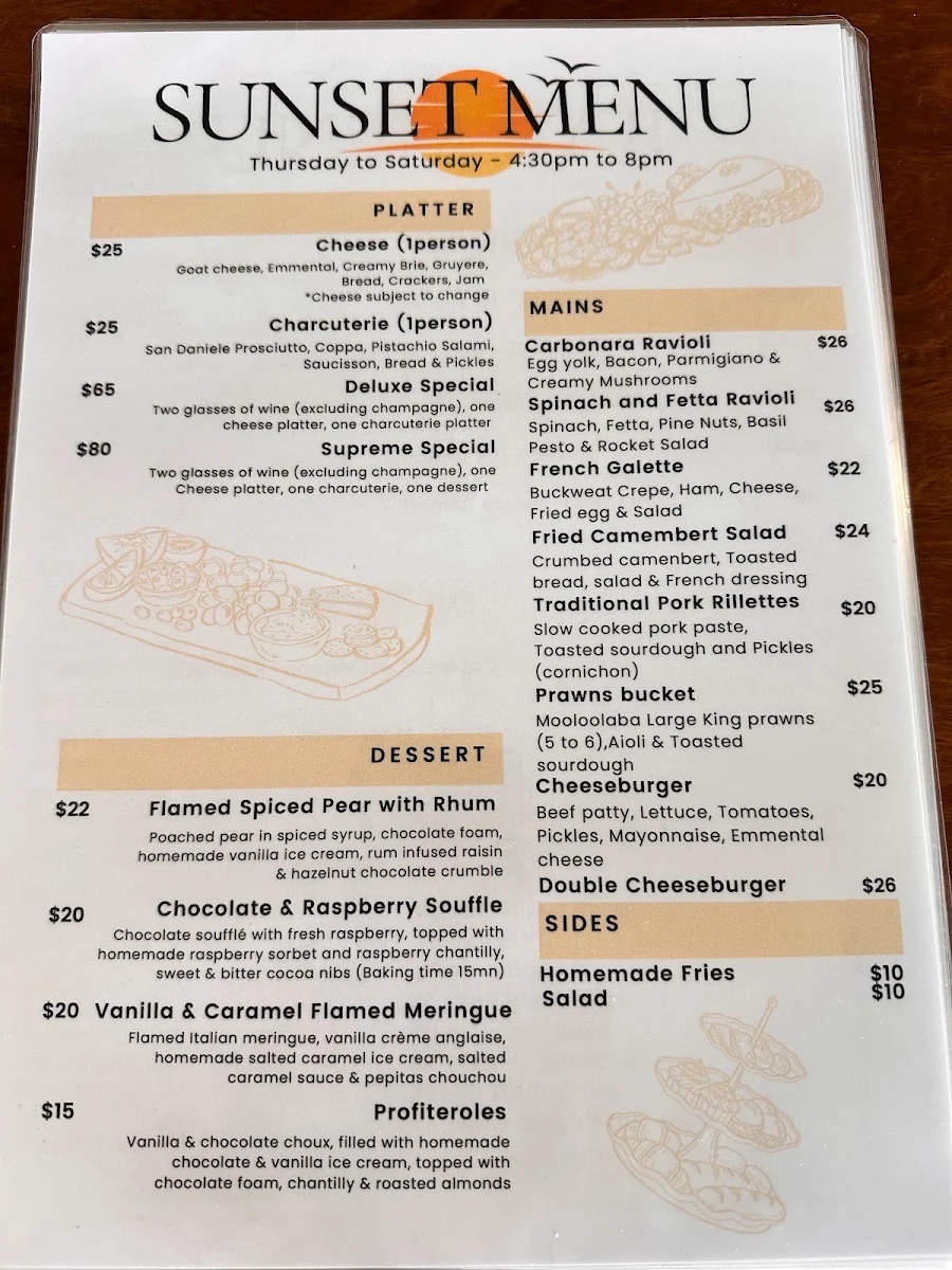 Menu, The 3 Musketeers
