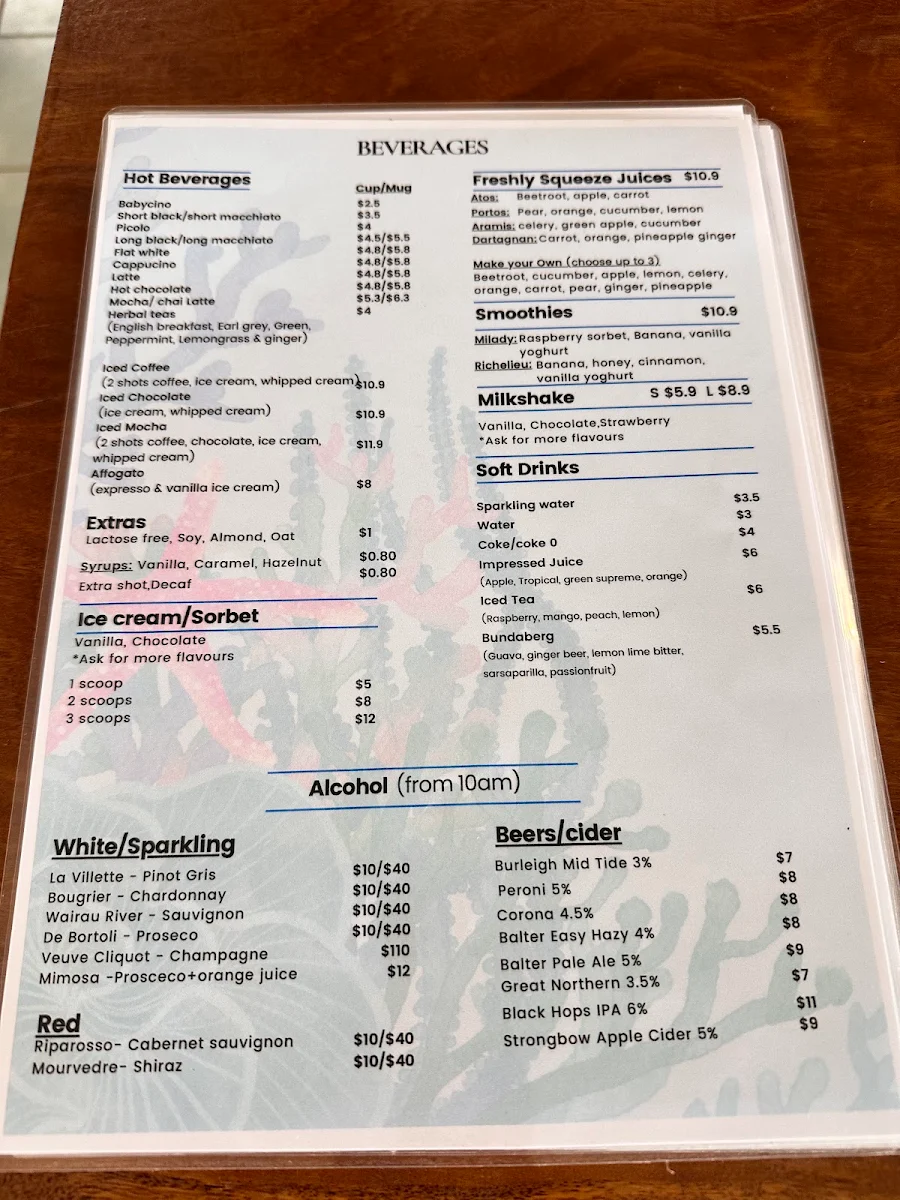 Menu, The 3 Musketeers
