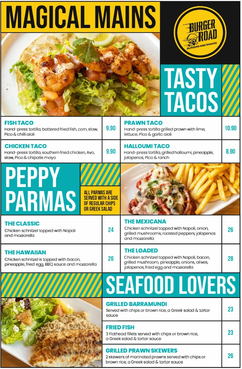 Menu, Burger Road - Brighton