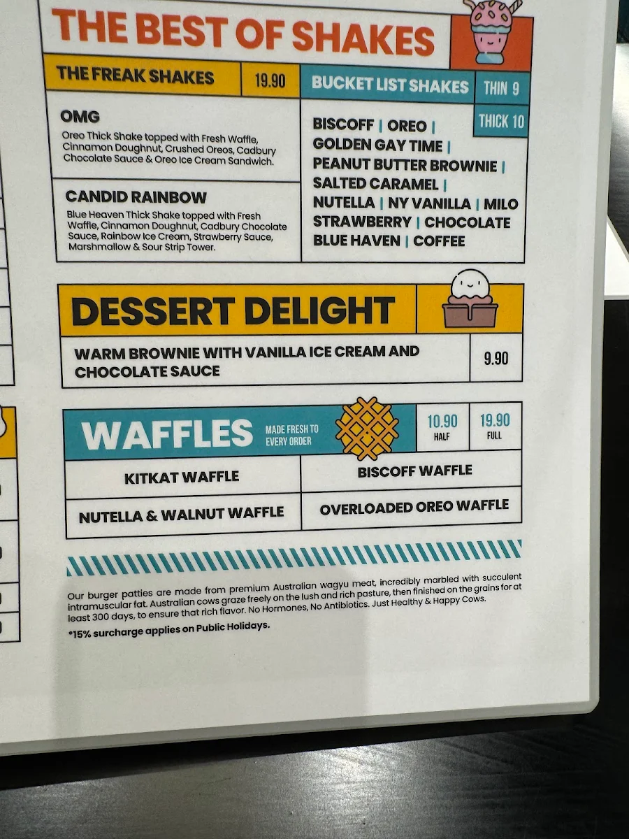Menu, Burger Road - Brighton