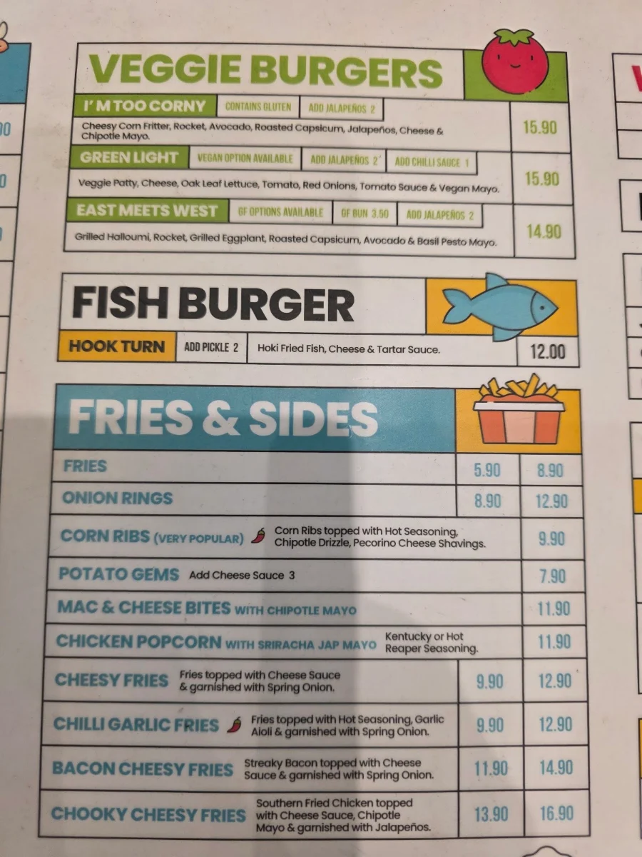 Menu, Burger Road - Brighton