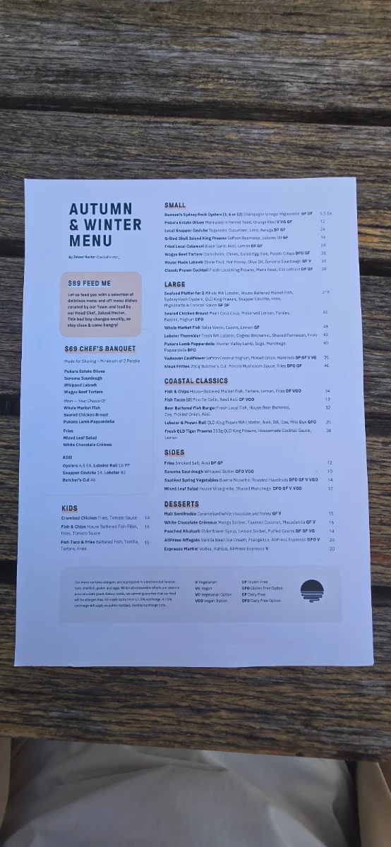 Menu, TINTA Belmont