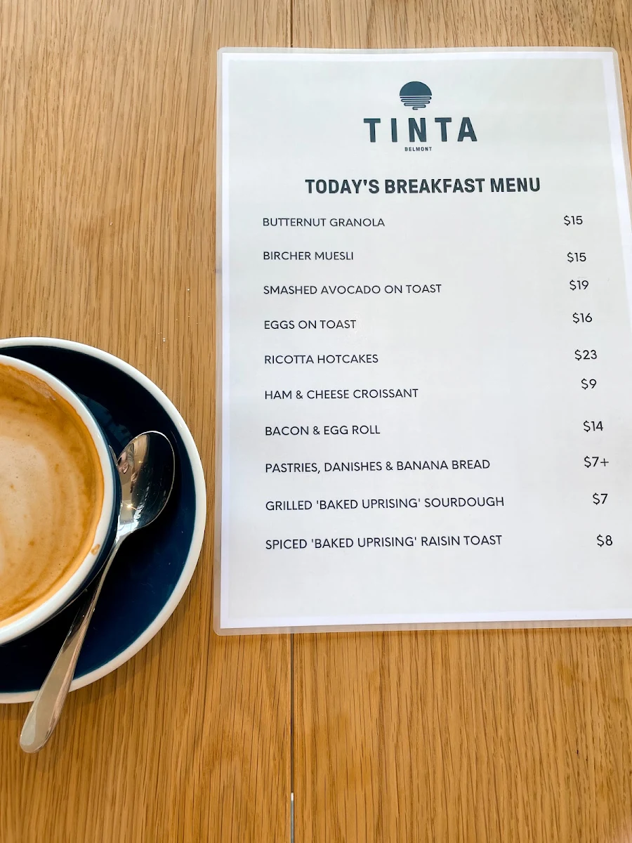 Menu, TINTA Belmont