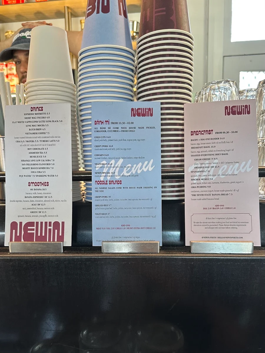 Menu, Newin Banh Mi and Coffee Bar