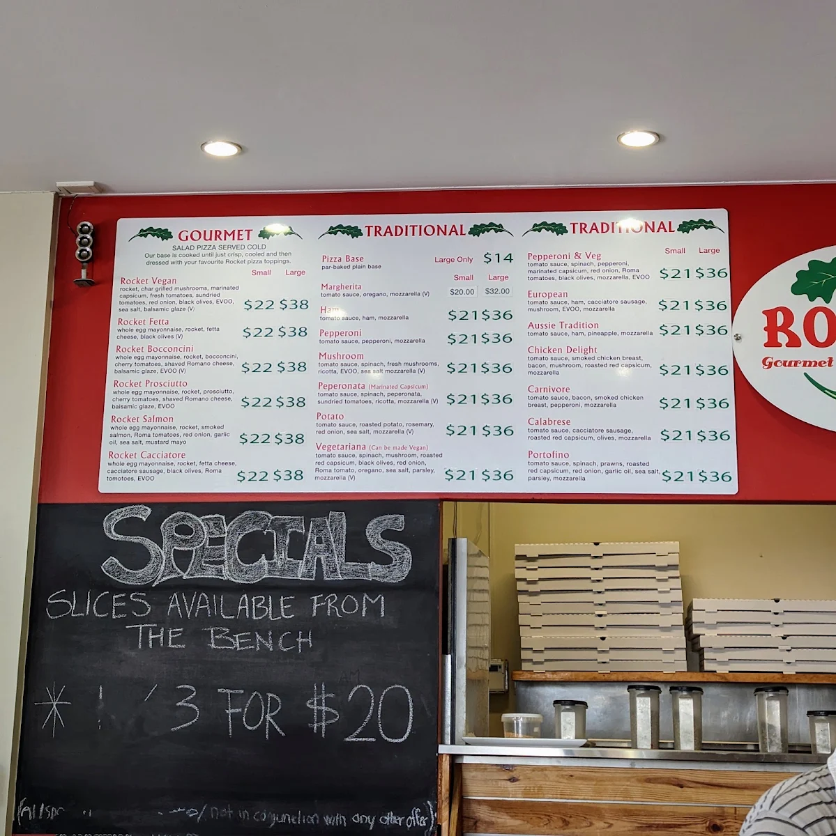 Menu, Rocket Gourmet Pizza by the Slice
