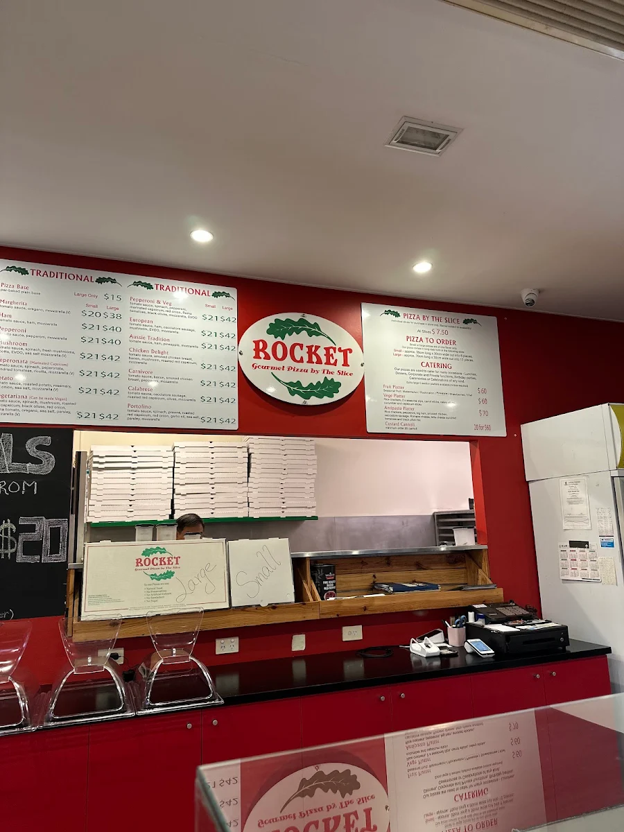Menu, Rocket Gourmet Pizza by the Slice
