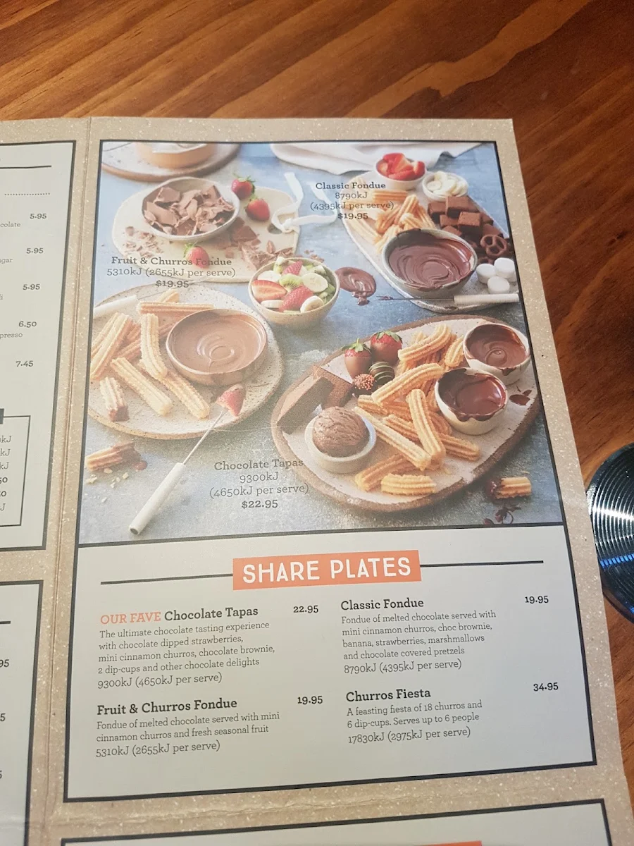 Menu, San Churro Epping
