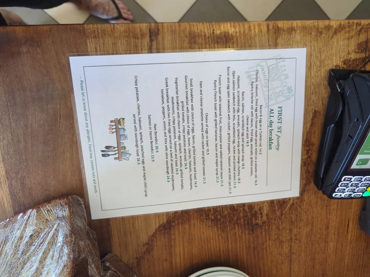 Menu, First Street Pantry