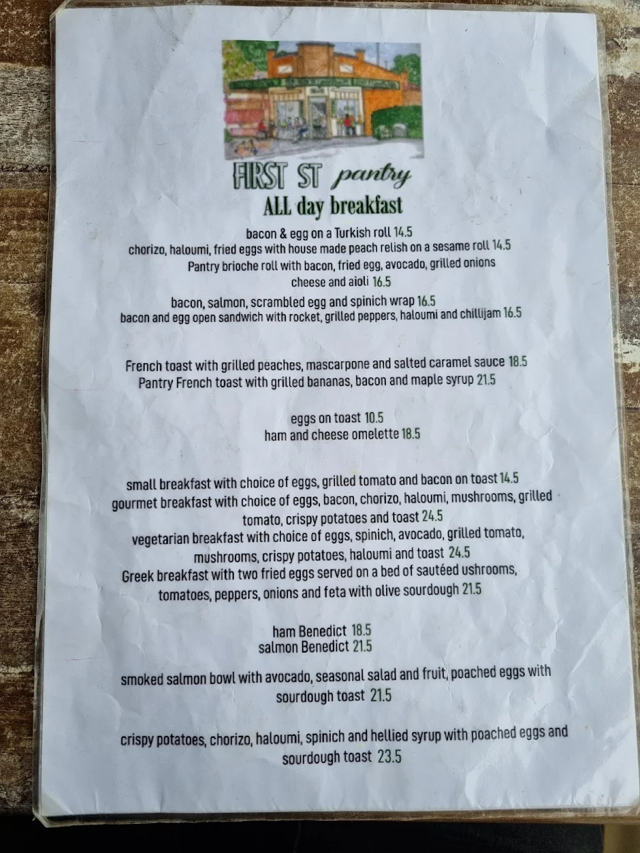Menu, First Street Pantry