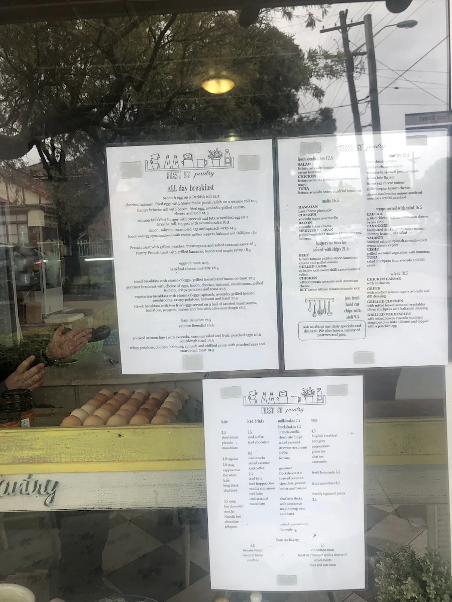Menu, First Street Pantry