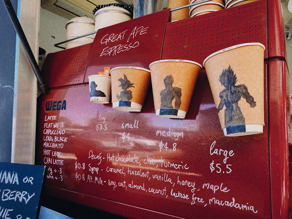 Menu, Great Ape Espresso