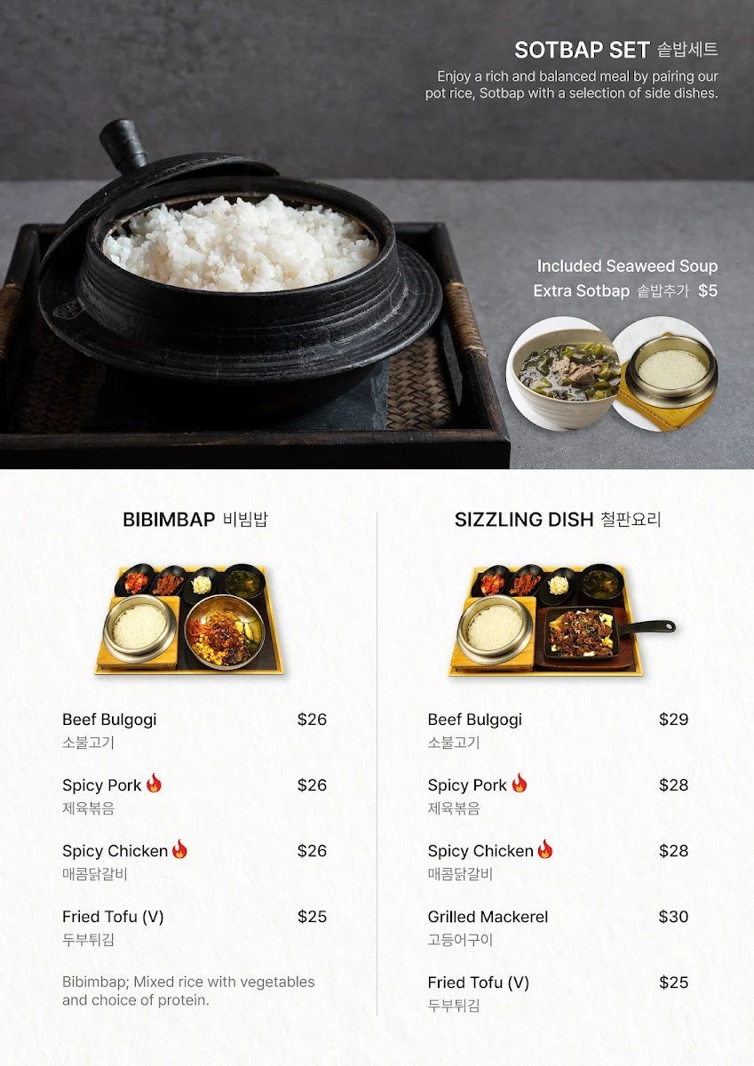 Menu, Ondol Korean Restaurant
