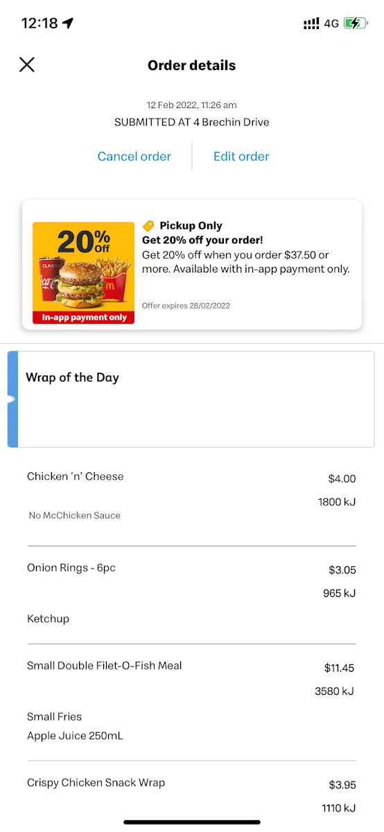 Menu, McDonald's Fountain Gate