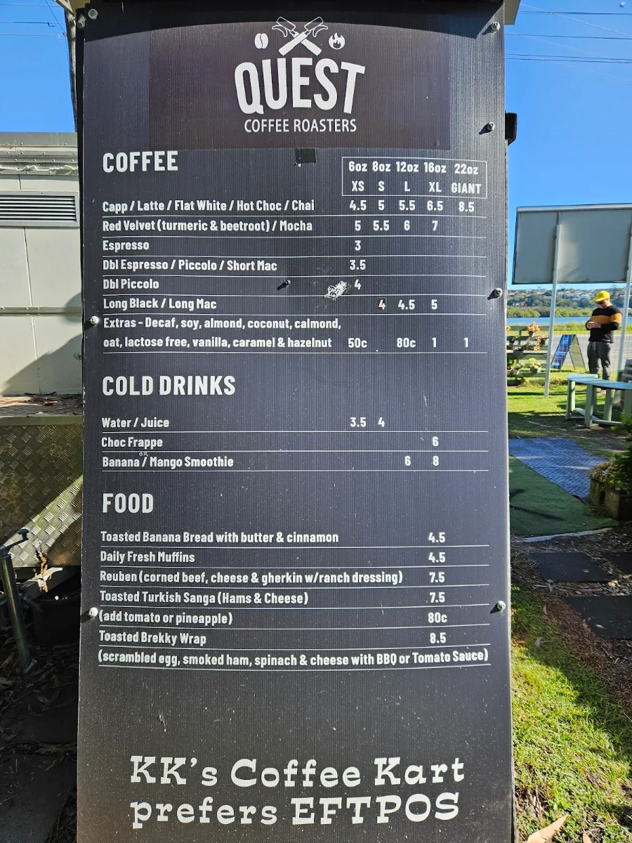 Menu, KK’s Coffee Kart
