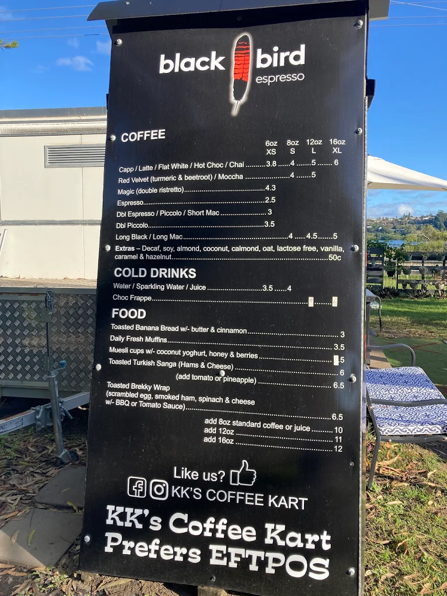 Menu, KK’s Coffee Kart