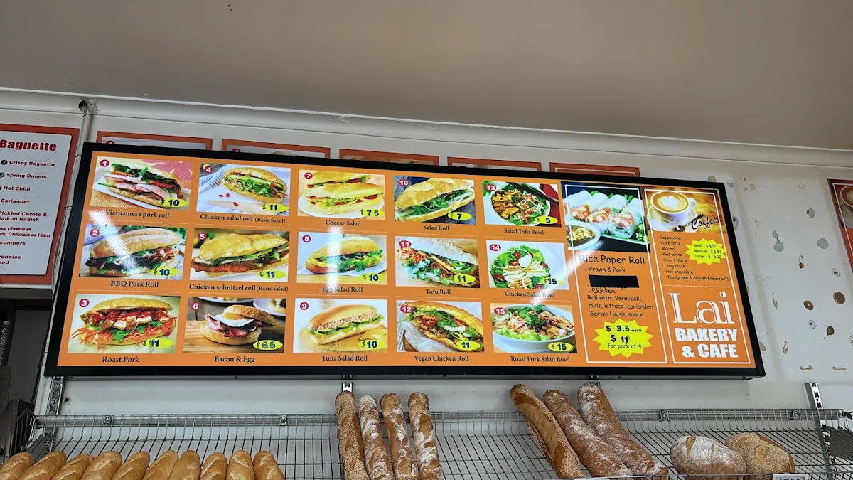 Menu, Lai Bakery & Cafe