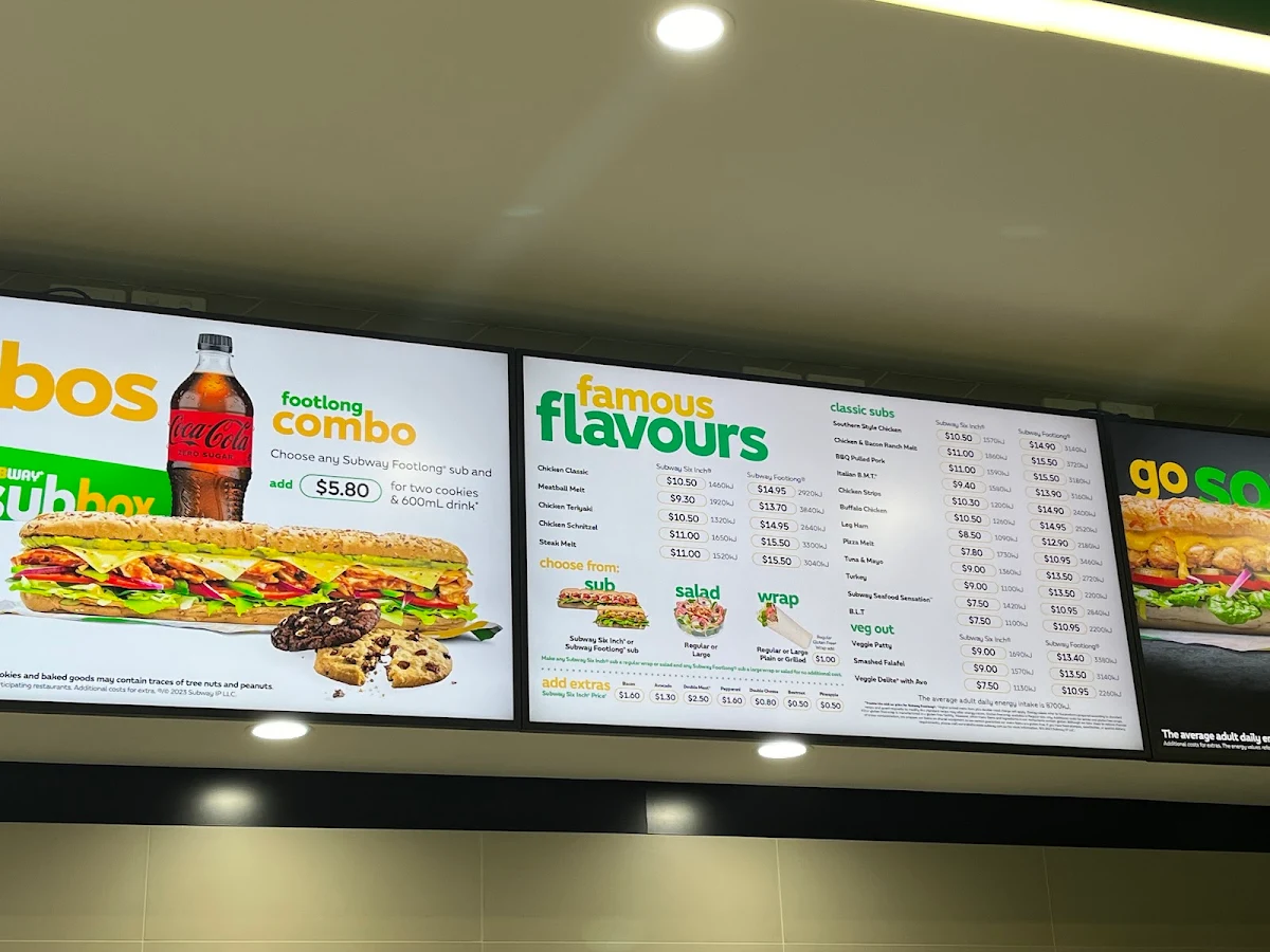 Menu, Subway