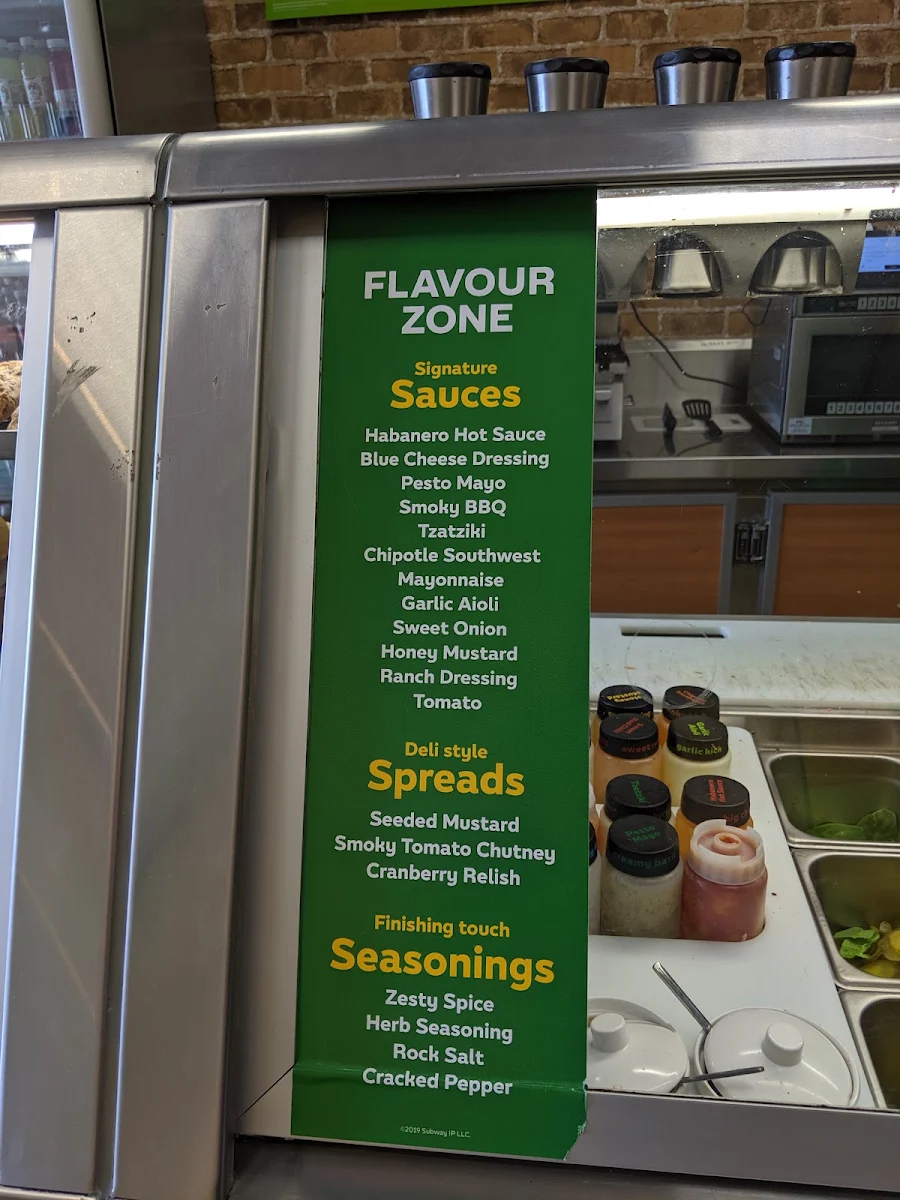 Menu, Subway