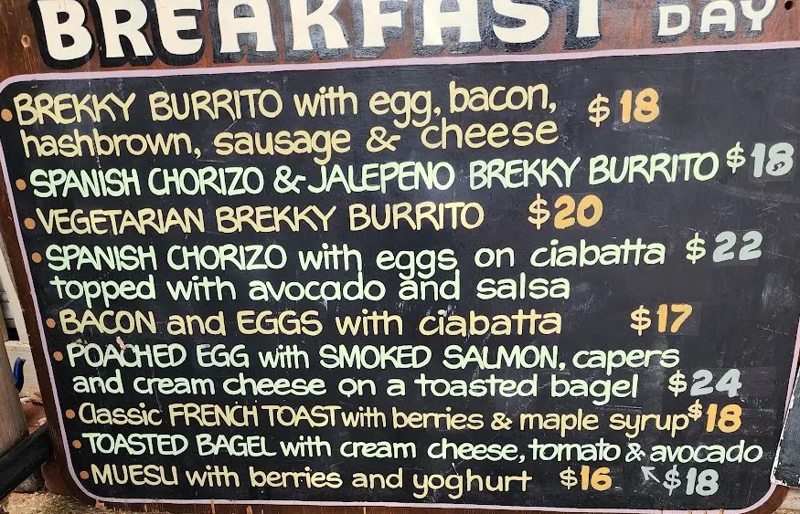 Menu, Rail Trail Cafe