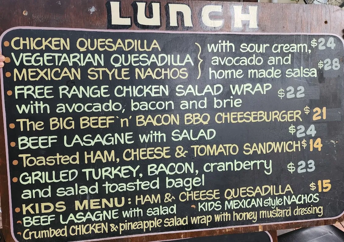 Menu, Rail Trail Cafe