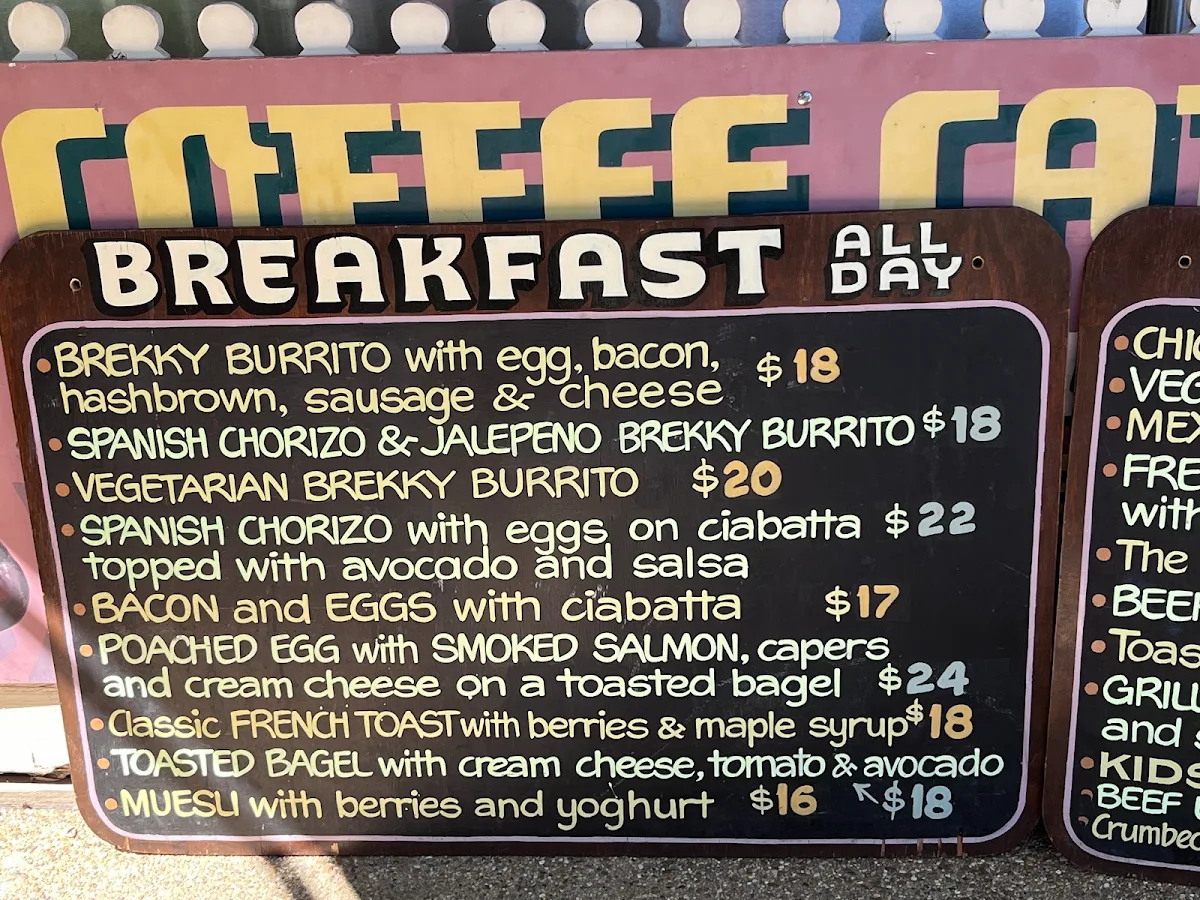 Menu, Rail Trail Cafe