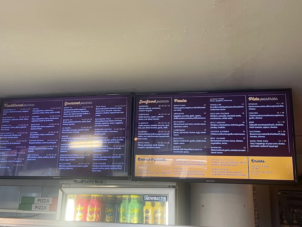 Menu, Zodiac Pizza