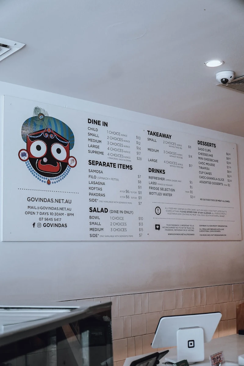Menu, Govindas Coolangatta