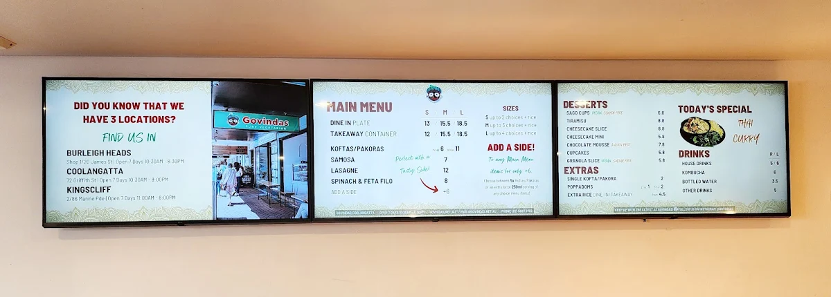 Menu, Govindas Coolangatta