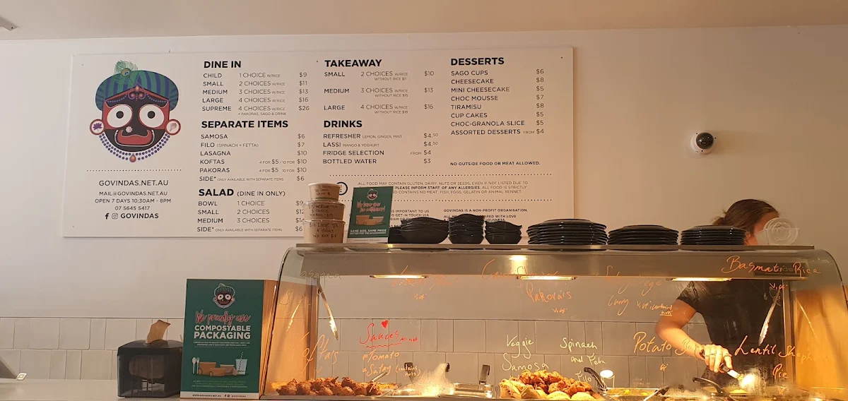 Menu, Govindas Coolangatta