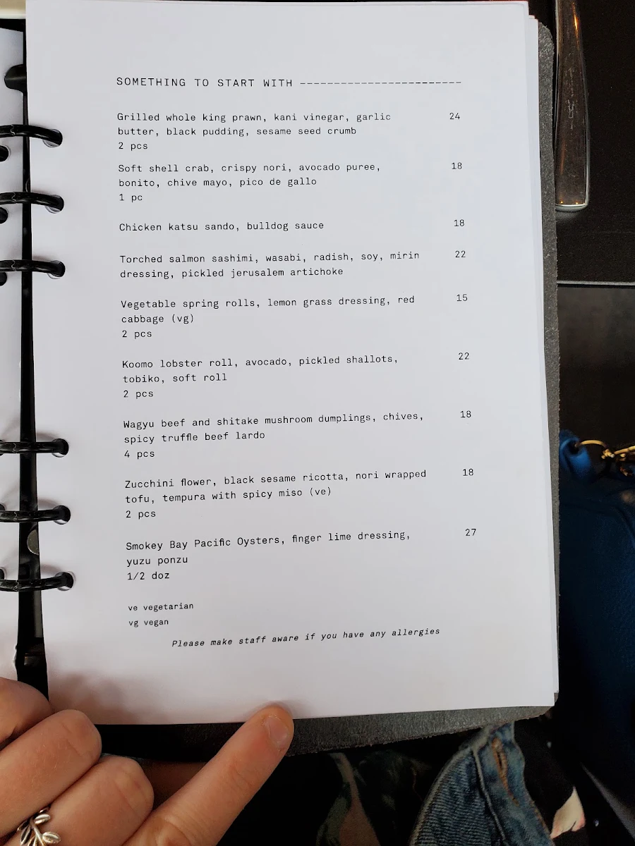 Menu, KOOMO Restaurant & Bar