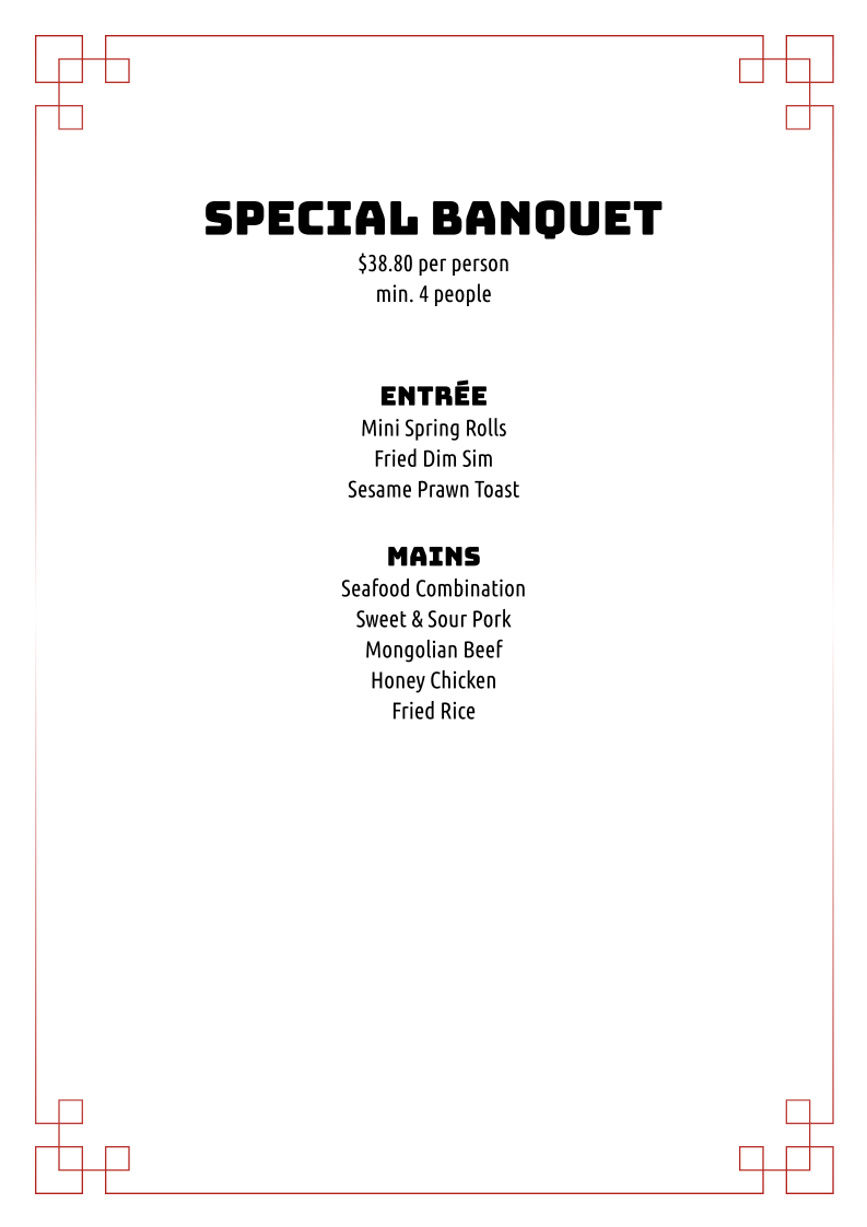 Menu, Southpoint Chinese Restaurant