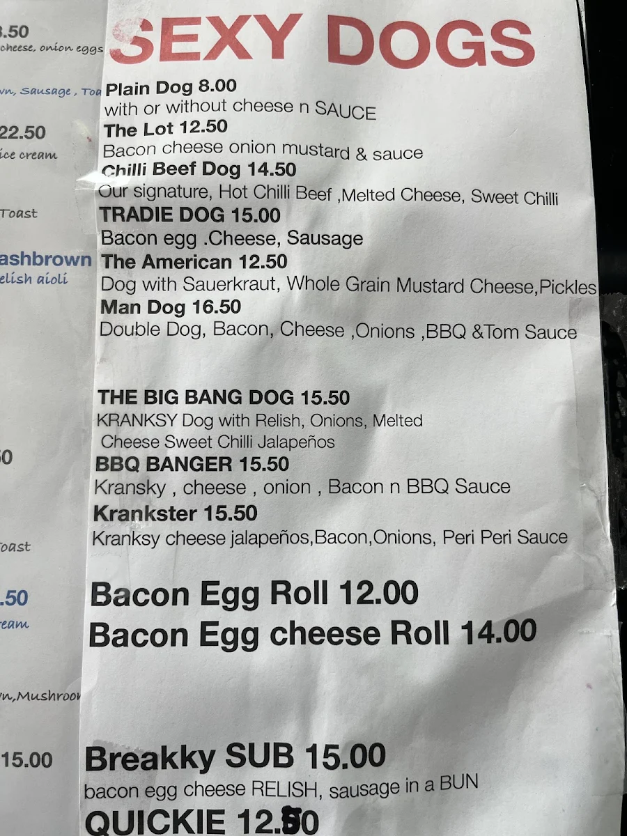 Menu, Sophie’s Cafe Restaurant Chelsea