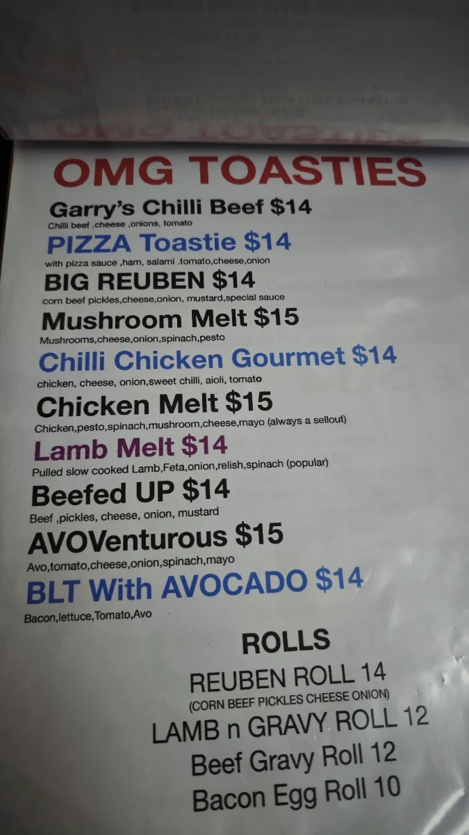 Menu, Sophie’s Cafe Restaurant Chelsea