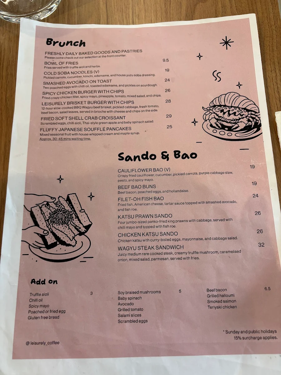 Menu, Leisurely coffee